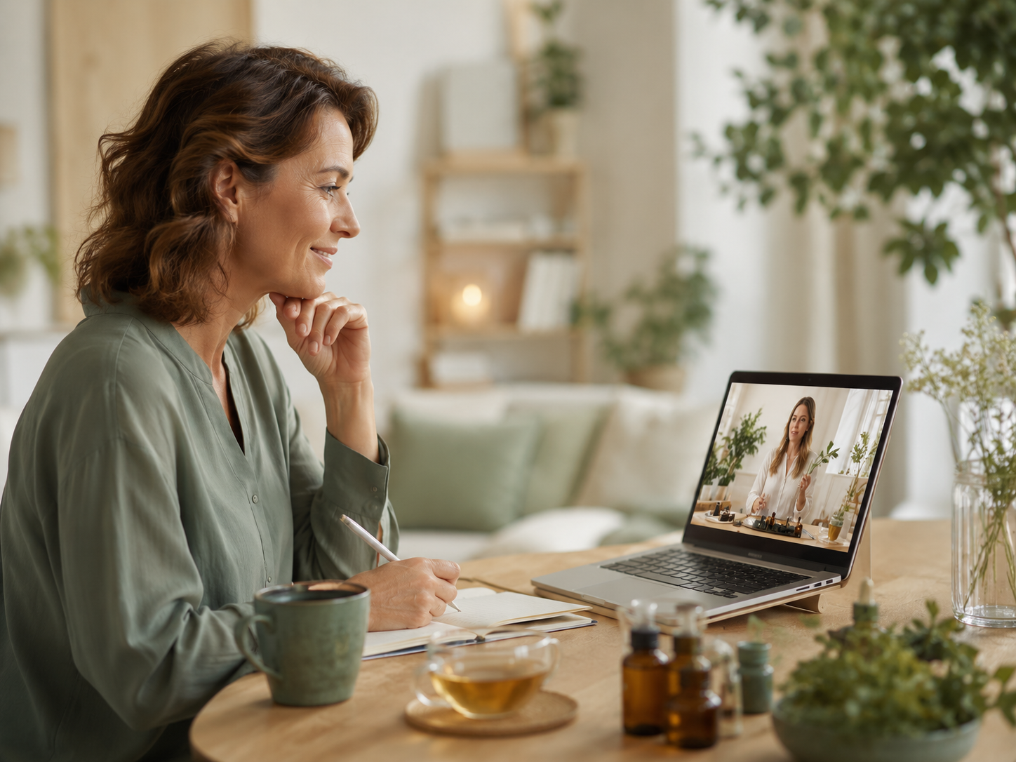 Élève en session de formation en ligne, depuis chez elle